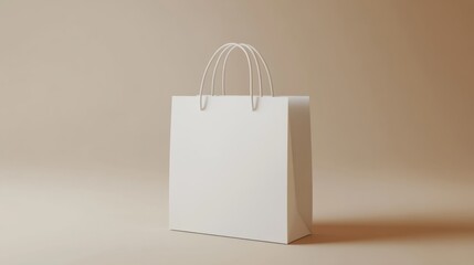 A mock-up of a blank craft package, featuring a white paper shopping bag with handles against a neutral background.