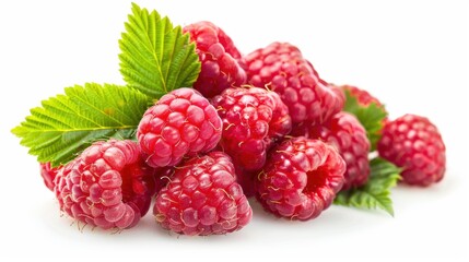 Raspberry closeup view isolated over white background