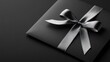 © Johannes - Template for a gift card featuring a silver ribbon design on a black paper background