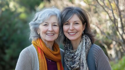 Poster - Portrait of active senior grandmother and adult daughter smiling