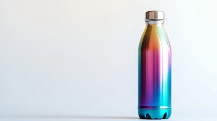 Wall Mural - A close-up shot of a vibrant steel thermal water bottle in the color of the year, isolated against a white background