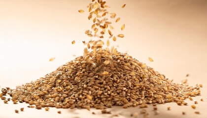 a pile of grains is falling from the top of the pile