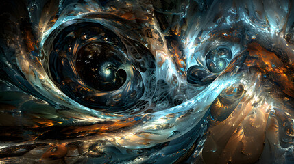 Wall Mural - A spiral galaxy with a large golden star in the center. 