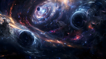 Wall Mural - A spiral galaxy with a black hole in the center. 