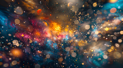 Wall Mural - A colorful galaxy with many stars and planets. 