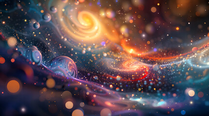 Wall Mural - A colorful galaxy with many stars and planets. 