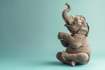 Wall Mural - Elephant doing yoga. AI generative art	