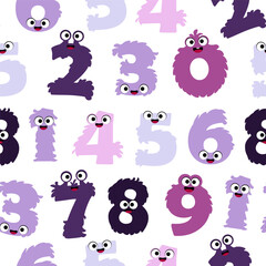 Seamless pattern of cartoon monster numbers