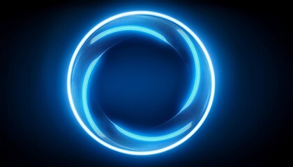 Wall Mural - title circle neon modern neon blue glowing circle banner abstract neon circle with glowing lines