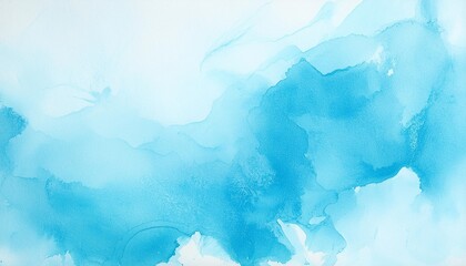 soft pretty light blue background with watercolor blotches or fringe stains in marbled paint design on watercolor paper texture