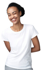 Poster - PNG Woman laughing t-shirt smiling.