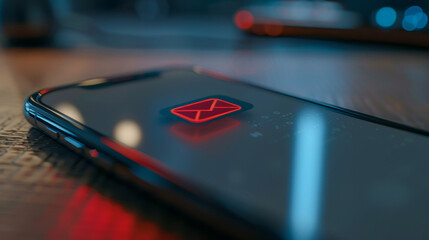 Poster - A phone with a red email icon on the screen