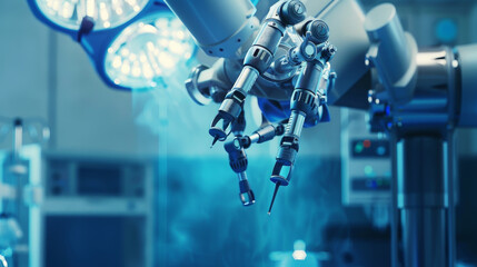 Poster - A robot is performing surgery on a patient