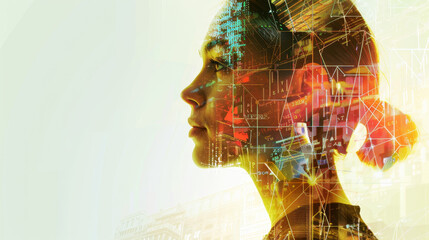 Poster - A woman's face is shown in a computer generated image