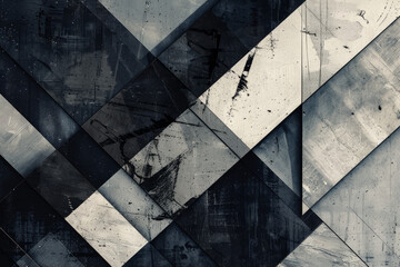 Poster - A black and white abstract painting with a lot of texture and a sense of chaos