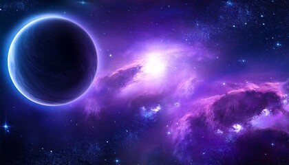 ethereal cosmic scene with purple nebula and planet in deep space perfect for sci fi and fantasy art dreamy celestial background