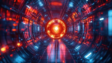 Wall Mural - Sci-Fi Tunnel with Glowing Portal