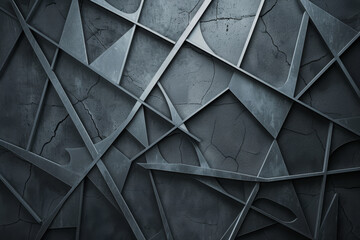 Poster - A black and white photo of a wall with a lot of cracks and lines