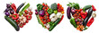 © Sawera - Assorted vegetable forming heart shape isolated on transparent background, set of three