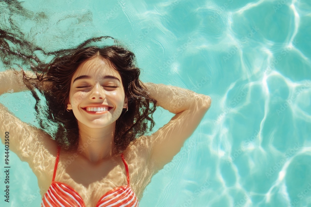 Gleeful Woman Taking a Refreshing Swim