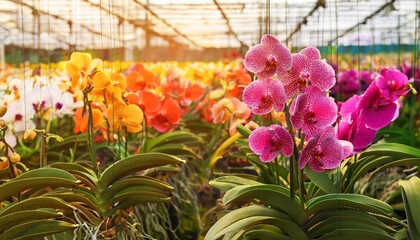 Wall Mural - beautiful colored orchids in the orchid farm