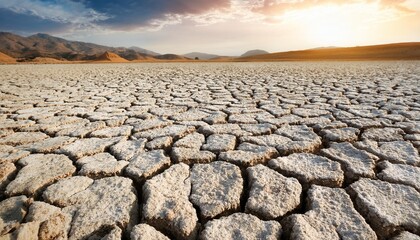 drought dry and cracked land with salt deposits