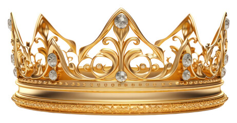 Canvas Print - PNG Crown jewelry gold white background.