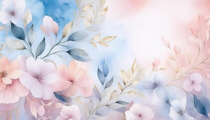 Wall Mural - abstract pastel watercolor background with soft floral patterns suitable for creative designs