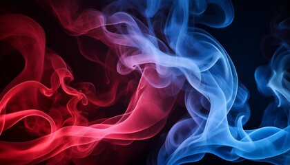 Wall Mural - abstract image of swirling blue and red smoke dynamic shapes and vibrant colors create a captivating visual contrast ideal for creative design projects