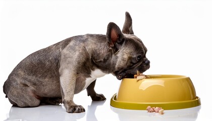 french bulldog hungry isolated on white