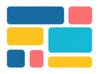 Poster - Colorful Wavy Edge Rectangles set. Modern Playful kids Rectangular Frames Set. Zigzag Geometric Shapes. Scratched grainy texture. Stamp, Label, Badge, Mark For school education Design