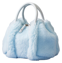 Canvas Print - PNG Baby blue faux-shearling bag handbag white accessories.