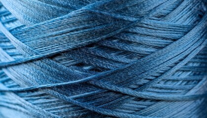 closed up of blue color of thread textured background focus at center of picture