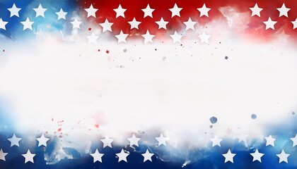 4th of july or memorial day background july 4th red white and blue colors with soft faded watercolor star border texture design and blank white center veteran s day patriotic color background