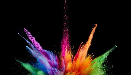 Poster - explosion of colored paints on a black background colorful rainbow color splash palette ai generated