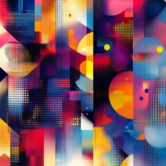 Wall Mural - Colorful abstract geometric pattern with layered shapes, creating a visually interesting design wallpaper