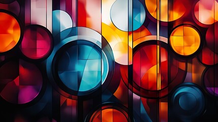 Canvas Print - Complex geometric abstract pattern featuring vivid colors and intriguing design elements wallpaper