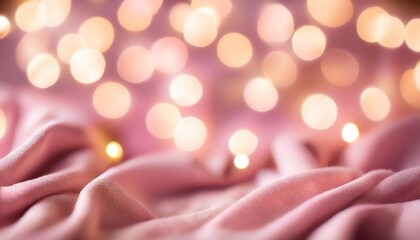 Wall Mural - magical fairy lights with soft focus and pink fabric textures for wallpaper or background 001