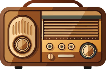 brown vintage radio with knobs and speakers, representing retro technology, music, and nostalgia in 