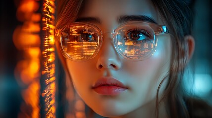  AI cyber security concept. Female IT Computer specialist analyzing artificial intelligence cyber threats to consumer data & privacy breach. Software developer using code & ethical hacking 