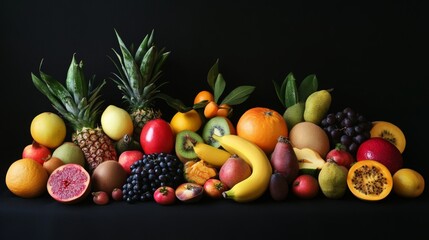 Wall Mural - Fruit assortment on black