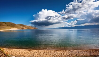 Wall Mural - beautiful shore of baikal lake cloud over the water