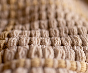 Decorative background of rustic fabric in beige tones