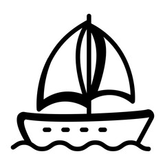 Sticker - Hand drawn icon of sailing boat 