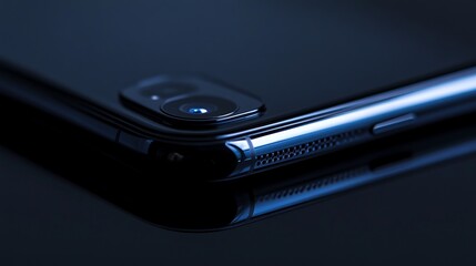 a close up of a cell phone on a black background