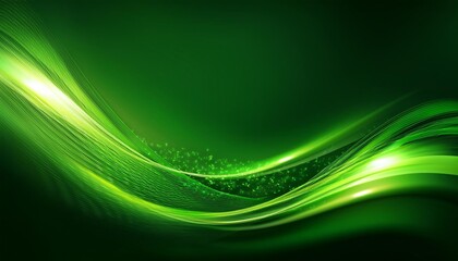 Wall Mural - luxury green background with wave glowing green lines lighting effect sparkle premium award ceremony design generative ai