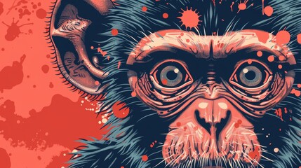 illustration of a monkey next to a virus