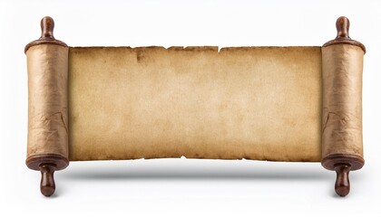 Canvas Print - old paper horizontal banner parchment scroll isolated on white with shadow