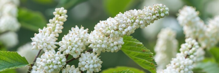 Poster - elegant white blooms of actaea ramosa baneberry