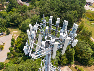 Daytime Drone Inspection of Communication Cell Phone Tower in Wake Forest North Carolina